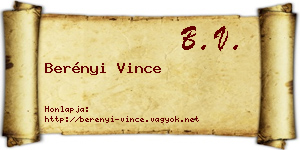 Berényi Vince névjegykártya